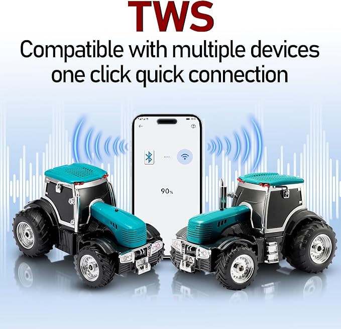Tractor Head Bluetooth Speaker – unique Bluetooth car speaker with HD stereo, TWS pairing, LED party lights, portable wireless outdoor speaker, car model decoration, and a great gift for men(Green)
