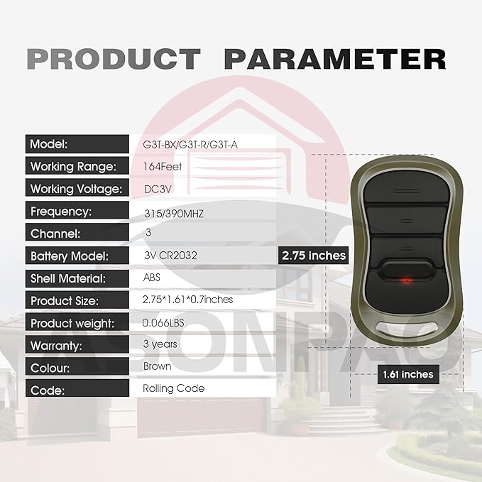 2X Genie Garage Door Opener Remote G3T-A G3T-R G3T-BX Intellicode【10-Years-Warranty】