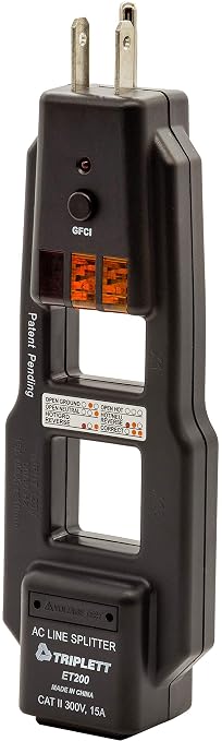 Triplett ET200 AC Line Splitter and GFCI Outlet/Receptacle Tester by Triplett