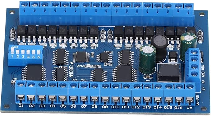 16 Input 16 Output Expansion Board RS485 16 Channel Remote Control Switch Module PLC IO Module DC 6.5‑30V for Smart Home Camera(Single board)