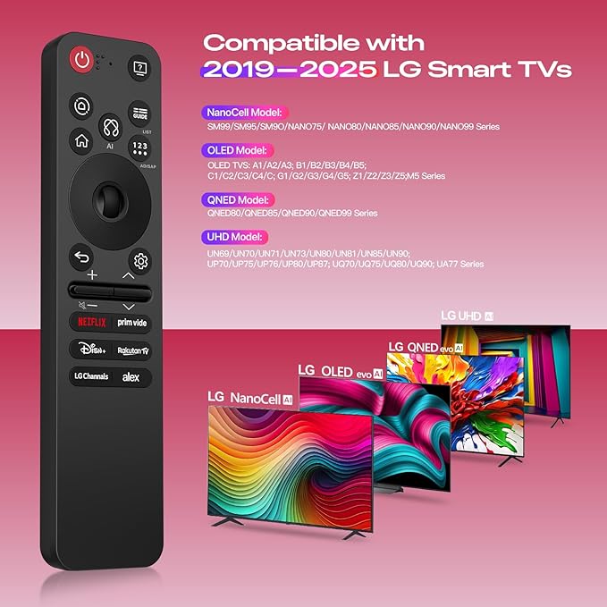 for LG AI Magic Remote Control, MR25GA Replacement for LG-TV-Remote with AI, Pointer and Voice Function, Compatible with UHD OLED QNED NanoCell Webos 4K 8K Smart TV (2025 Models)