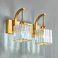 FDPBY Crystal Vanity Lights 2-Light Gold Wall Lamp Modern Crystal Bathroom Light Fixtures Over Mirror 13.77" Long Bathroom Wall Sconce
