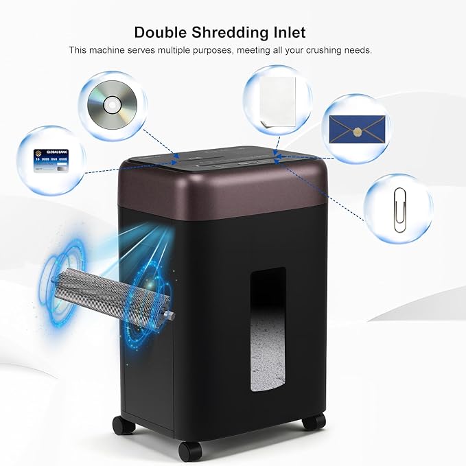 P-7 High Security Paper Shredder(1 * 5mm), 8-Sheet Micro Cut, 60-min Runtime, 9.2 Gallons Wastebasket, Auto Jam-Proof Paper Shredder Heavy Duty for Home Office