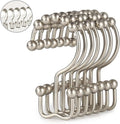 Shower Curtain Hooks, Goowin Shower Curtain Rings, Stainless Steel Shower Curtain Hooks Rust Proof Free Sliding Double Shower Hooks for Curtain, Shower Curtains & Liners (Matte Nickel)