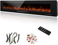 72" Electric Fireplace, Recessed & Wall Mounted Fireplace Heater 13 * 13 Colors Flame &Fuel Bed w/5 Dimmer, Touchscreen &Remote Control Temp, Overheating Protect, Hardwired, 1500W, Black