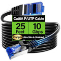Cat6A Ethernet Cable Shielded 10Gbps 25 ft, Slim Shielded Ethernet Cable Cat 6 by Unknown
