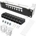 8 Port Patch Panel Cat6 Keystone Coupler Unshielded Wall Mount 10inch by Enmane