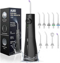 AUIEI Water Flosser Teeth Pick: 9 Jet Tips Cordless Oral Irrigator with 300ML, 5 Modes Portable Power Dental Flossers, IPX7 Waterproof Rechargeable Electric Waterflosser Machine for Home Travel, Black