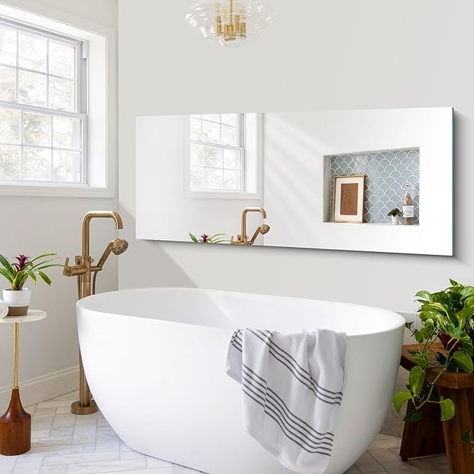 CILIBER Frameless Mirror, 24x60 Inch Large Bathroom Mirrors for Wall, Upgraded Shatterproof Rectangle Vanity Mirror Over Sink with Polished Edge for Bathroom,Bedroom,Living Room and Entryway