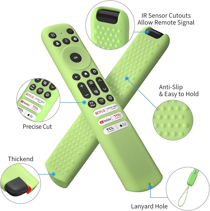 Hi Color Silicone Cover for TCL RC813 FMB1/RC923/RC902V Remote Protective Case Sleeve for TCL Smart TV Remote RC813 FMB1 Case Cover (Glow Green)