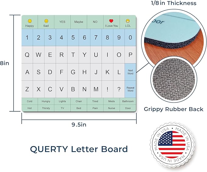 Adult Communication Board - Non-Slip, Portable Letter Chart for Non-Verbal, Stroke Recovery, Effective Visual Aids for Non-Speaking Patients, Pain Scale, QWERTY or ABC (QWERTY - 3 Pack)