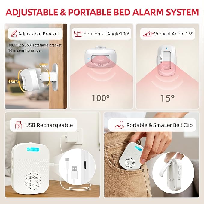 CallToU Bed Alarms for Elderly/Dementia Patients who Wander, Portable Pager & - Image 6