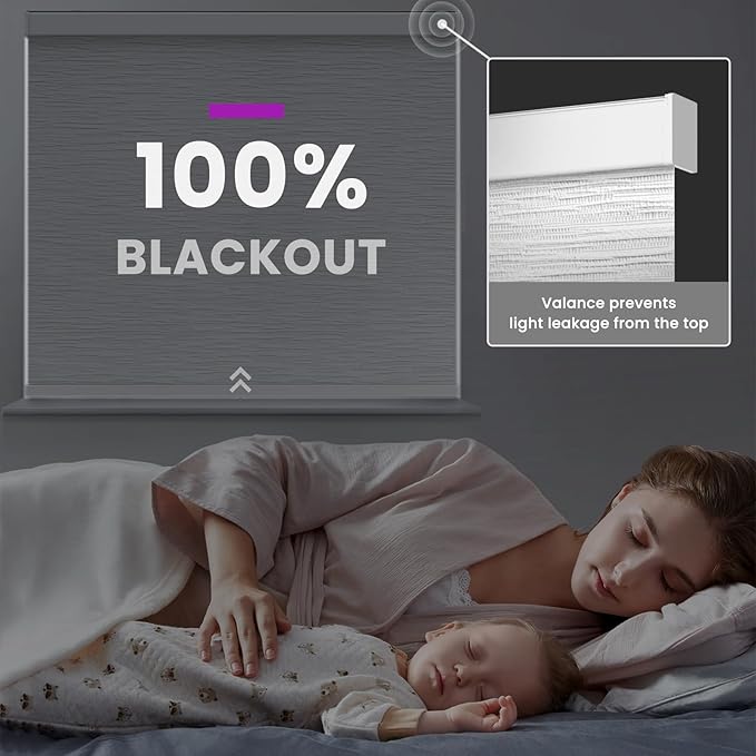 Astomi Motorized Roller Shades for Windows, Blackout Smart Blinds for Indoor, Effortless Remote & Voice Control, Compatible with Alexa, Google Home, Custom Size，Vinyl-Ash Gray