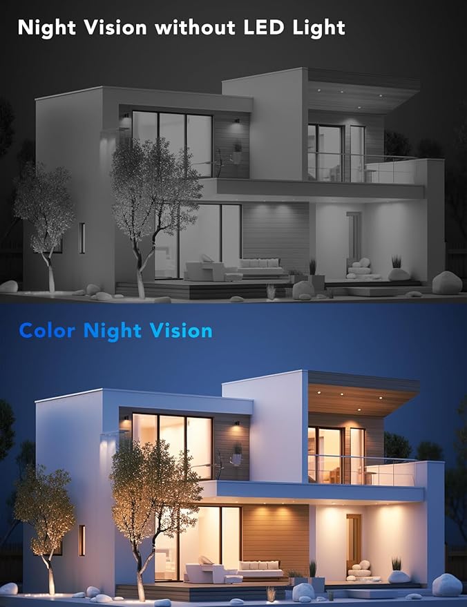 FAMVIVA 2K Solar Security Cameras Wireless Outdoor, 360°PTZ Battery Powered Cameras for Home Security, 2.4G WiFi Outdoor Camera with Color Night Vision, IP66 Waterproof, Motion Sensor Alarm, Black-4P