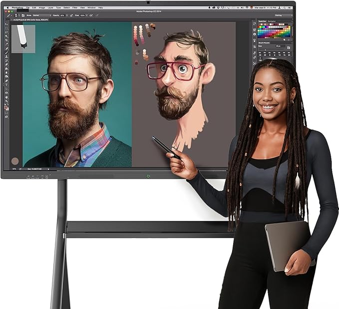 QIXZOCV 55" Smart Board, Interactive Whiteboard, 4K Electronic Board, UHD Touchscreen, Android 13, 8+128G, All in One Smartboard for Classroom Office Home (Wall Mount Included)