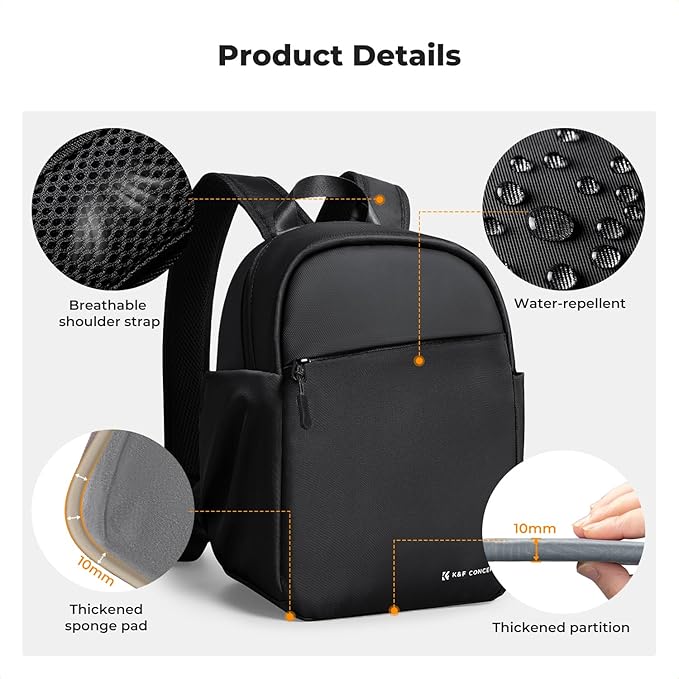 K&F CONCEPT Camera Backpack, Lightweight Camera Bag - Image 6