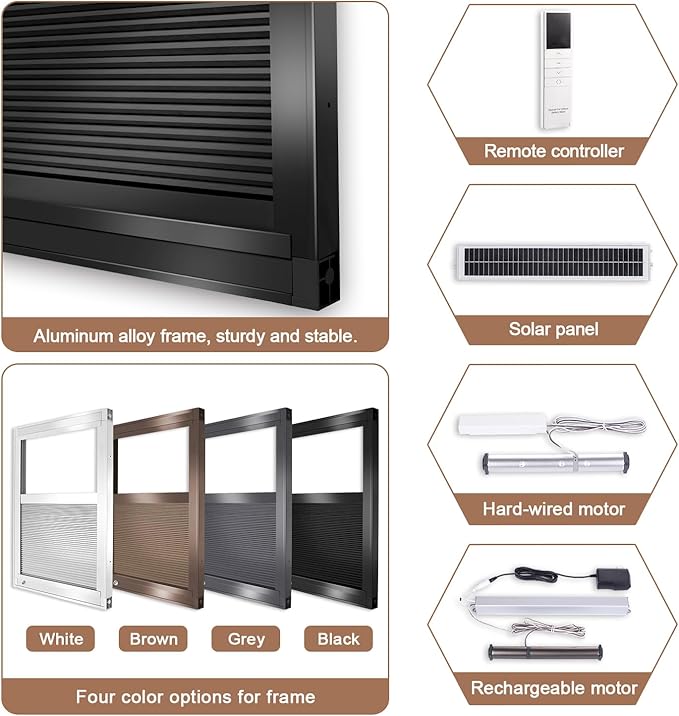 LEXEN Smart Bottom Up Honeycomb Shades - WiFi Enabled Motorized Cellular Blinds Compatible with Alexa/Google Home Easy Install Blackout Honeycomb Blinds with Aluminum Frame Customize Size-Coffee