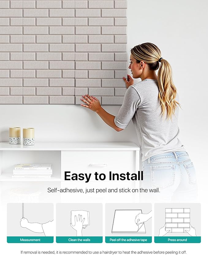 Soundsbay Soundproof Wall Panels, Acoustic Panels Self Adhesive, 18 Pack Sound Proof Foam Panels for Wall, Brick Acoustic Wall Panels for Wall, Office,Reccording Studio, Ceiling 12" X 12" X 0.4" Beige