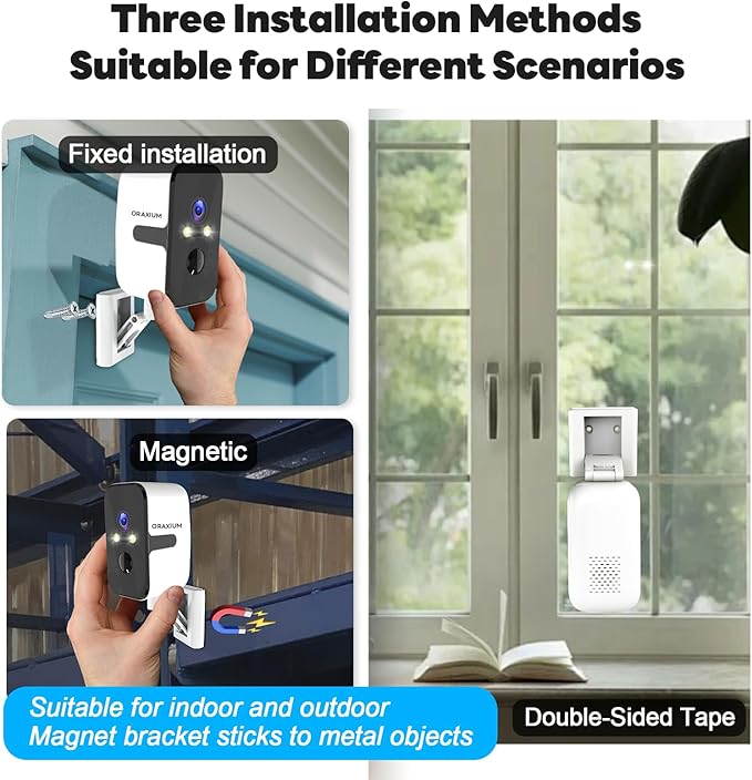 ORAXIUM Wireless Outdoor Security Camera, 2.4G/5G WiFi Window Camera for Home Security with Motion Detection, Two-Way Audio, SD/Cloud Storage