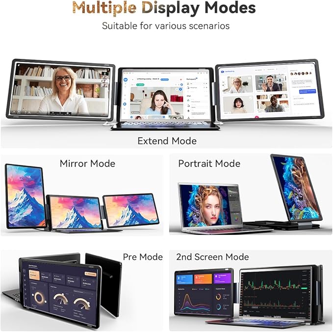 15.6" Detachable Laptop Screen Extender, FHD 1080P IPS Dual/Triple Portable Monitor for Laptop, USB-C/HDMI Plug & Play, Multi/Extra Travel Display Computer Monitor for 12-18.5" Win/Mac/Android-S9H