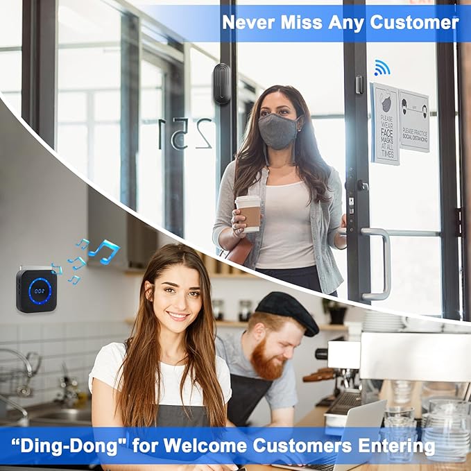 Door Chime SanJie Door Alarms When Opened for Home Office Business Door Entry Chime with 800Ft Range 5 Volume Levels 55 Ringtones (1 Receiver & 3 Sensor)