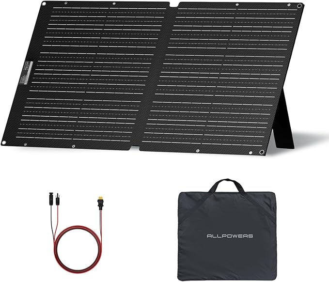 ALLPOWERS SOLAX SE100 100W Portable Solar Panel,High-Efficiency 23%-25% Monocrystalline Folding Solar Charger for Solar Generator,Camping&RV,12V/24V Compatible,IP68 Waterproof