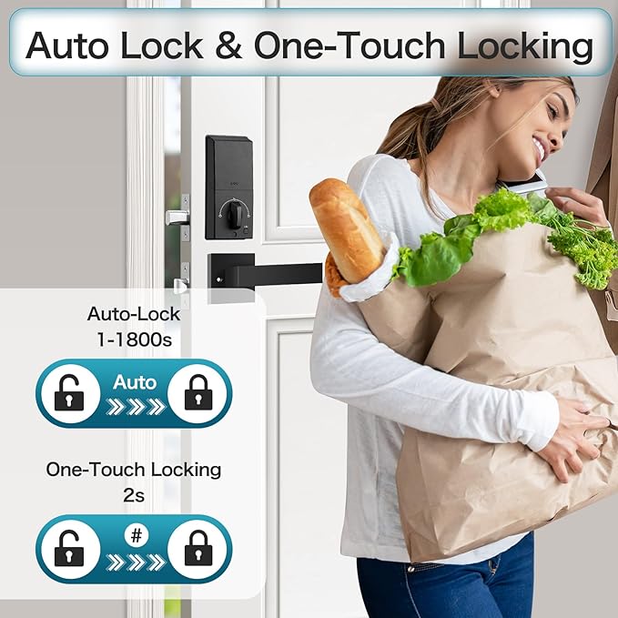 Smart Locks Front Door, Keyless Entry Door Lock with App Control, Fingerprint Deadbolt Alexa with Touchscreen Keypad Code, Bluetooth Electronic Deadbolt Auto-Lock for Home