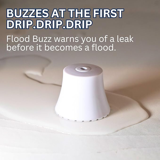 Flood Buzz Small Water Leak Alarm 3-Pack | Ready to Use Right Out of The Box, No Setup Required