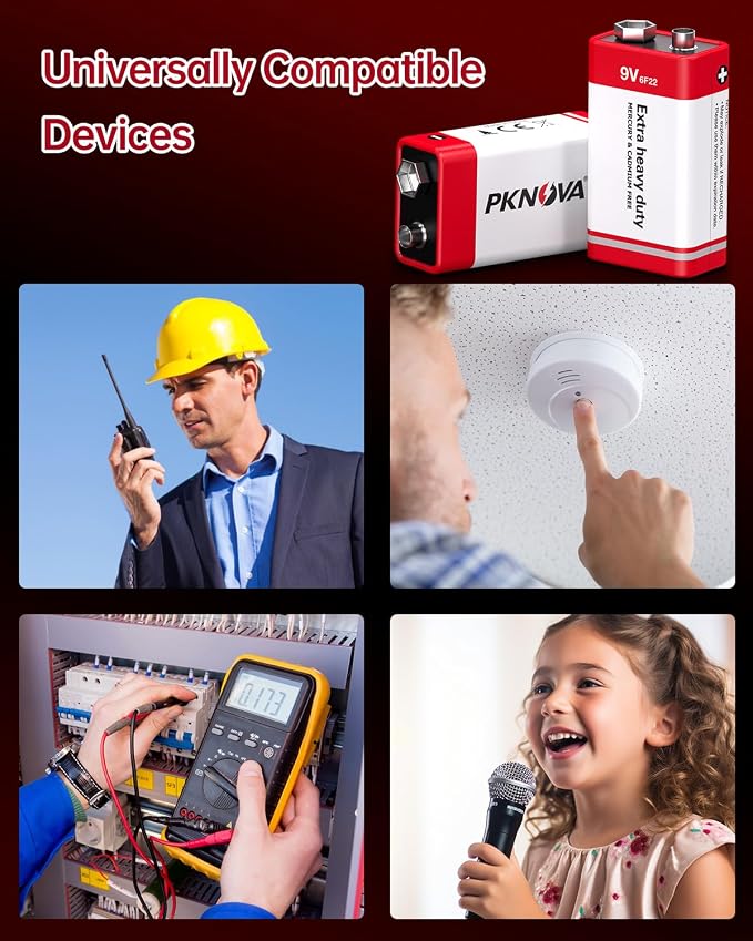 PKNOVA 9V Batteries, 9V 6F22 Carbon Battery, 9V Battery - Image 6