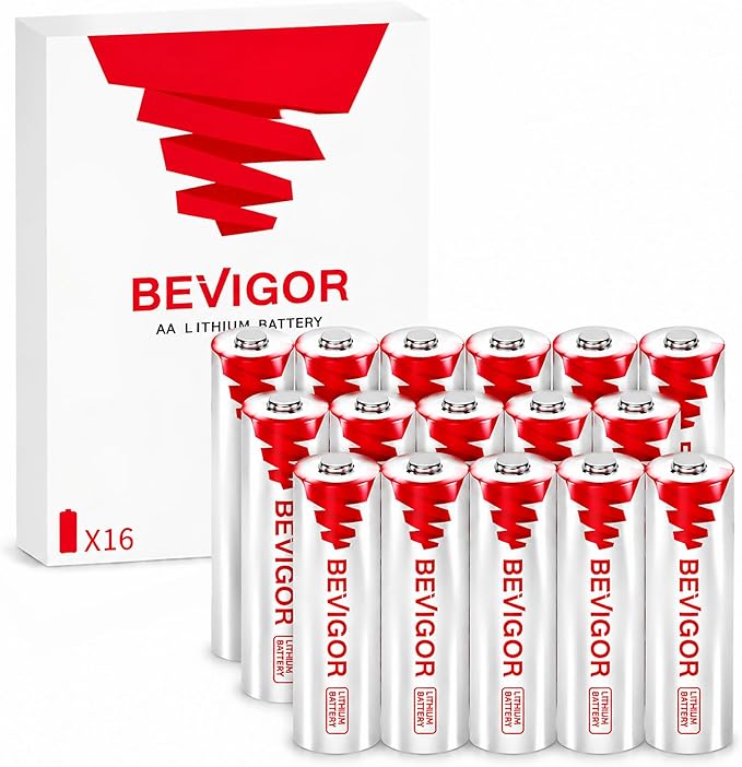 BEVIGOR Lithium Batteries AA 16 Pack, Long Lasting 1.5V Double A Lithium by BEVIGOR