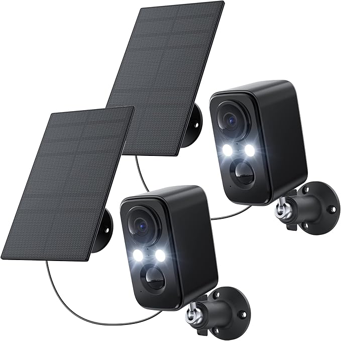 IHOXTX Security Cameras Wireless Outdoor, Flood Light Solar Cameras for Home Security, Home Camera with Color Night Vision, PIR Human Detection, 2-Way Talk, IP66 Waterproof, SD Card/Cloud Storage