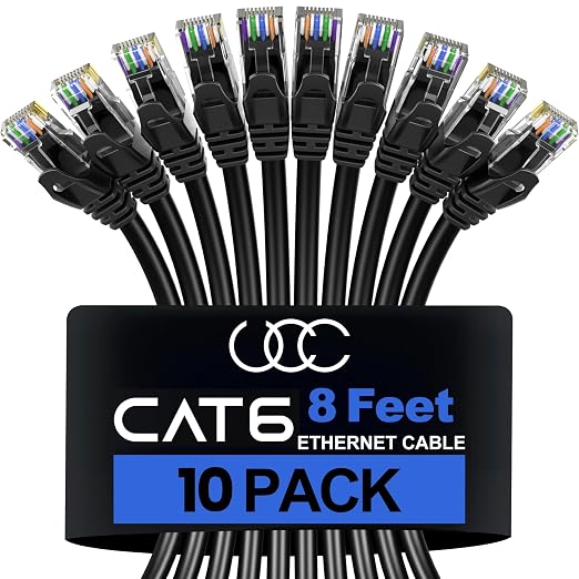 Ultra Clarity Cables Cat 6 Ethernet Cable 8 Feet, Cat6 Patch Cable, High Speed by UltraClarityCables