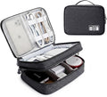 mygreen Electronics Travel Organizer, Watreproof Electronic Accessories Case Portable Double Layer Cable Storage Bag for Cord, Charger, Flash Drive, Phone, Ipad Mini, SD Card, Gifts for Him Black