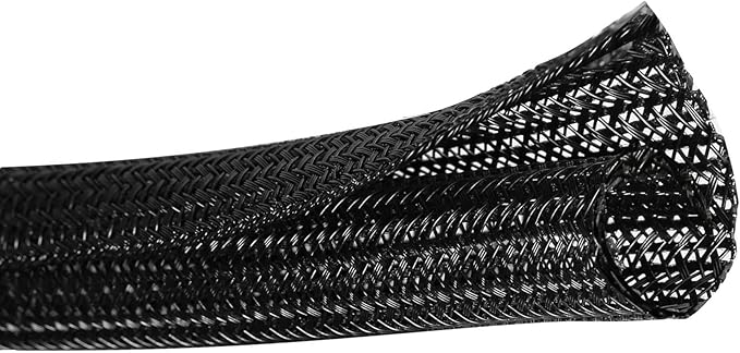 10ft - 1/2 inch Cord Protector Wire Loom Tubing Cable Sleeve Split Sleeve for USB Cable Power Cord Audio Video Cable - Management for TV Computer - Protect Cat from Chewing Cords - Black