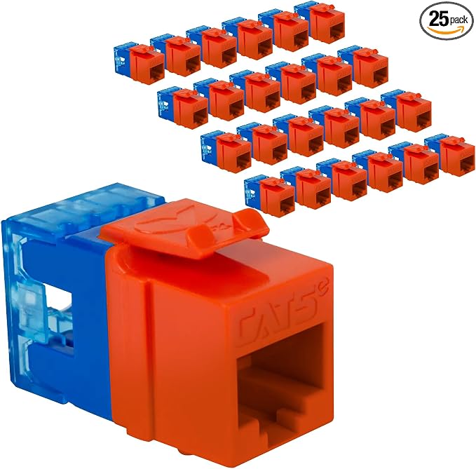 ICC CAT5e Keystone Jack with Slim Profile 180 Degree Punch Down, RJ45 UL Listed by ICC