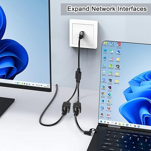 Ethernet Splitter 1 to 2, RJ45 Internet LAN Network Splitter Adapter 1 Male to - Image 3