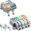 JANDECCN 6pcs DIN Rail Terminal Blocks, DIY Splicing Wire Connectors for Circuit Inline 28-12AWG (4 in 8 Out)