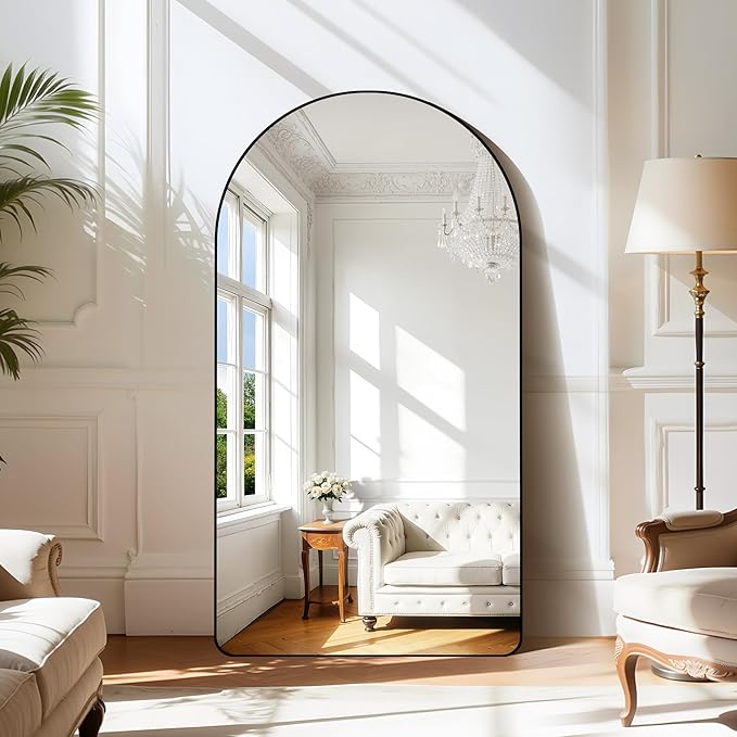 GLASHOM Arched Bathroom Mirror, 30"x50" Black Arched Mirror for Bathroom, Wall Mounted Mirror, Vanity Wall Mirror Metal Frame for Bedroom, Entryway, Living Room, Vertically Hanging