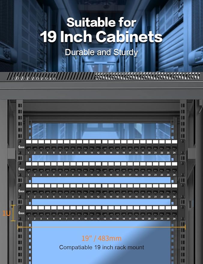 24 Port Patch Panel Cat6 Keystone Patch Panel 1U UTP - Image 6