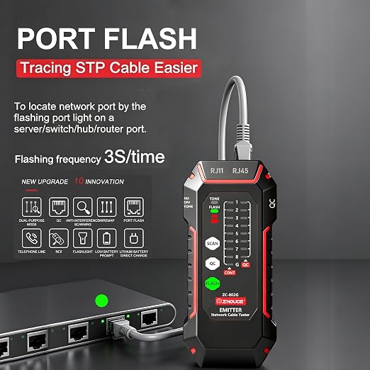 Network Cable Tester, RJ45/RJ11 Wire Tracer and Line Finder, Tone Generator - Image 2