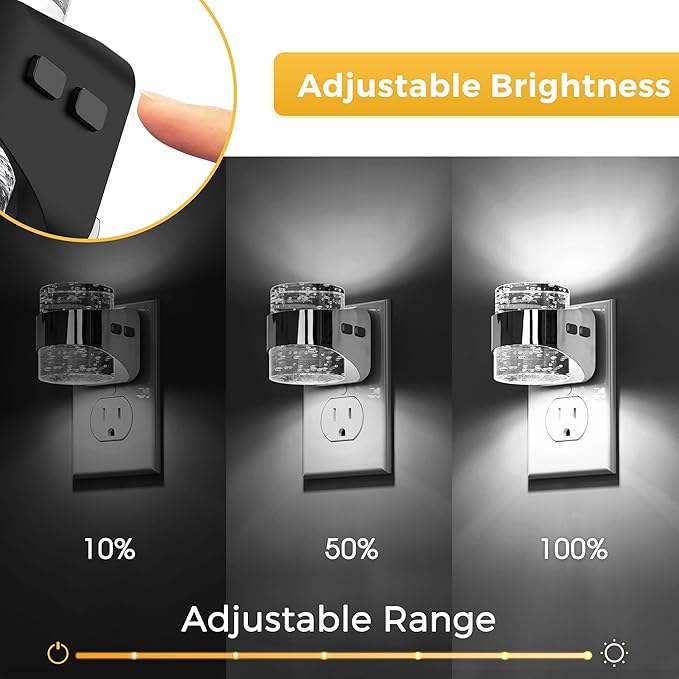 L LOHAS LED 3CCT Night Lights Plug into Wall, 3000K/4000k/5000K Adjustable Color Temperature Night Light,Bubble Nightlight with Dusk to Dawn Sensor for Rooms Bathroom Hallway
