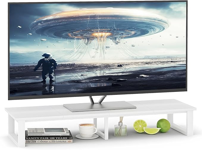 aboxoo 45" TV Riser for 32-60 inch TV, TV Riser Stand Shelf, Tabletop TV Stand Riser, Computer Monitor Table for Home Living Room, Study Office (White)