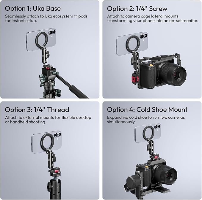 ULANZI Aluminum Magnetic Phone Tripod Mount, MA56 Camera Phone Mount w 1/4'' - Image 5