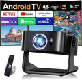 [Compatible with Netflix & Support 4K] 1080P HD Mini Projector Dual Band WiFi6 5G and BT 5.4 Auto Focus & Obstacle Avoidance Portable Outdoor Projector, 270° Adjustable Stand for Home Movie - Black