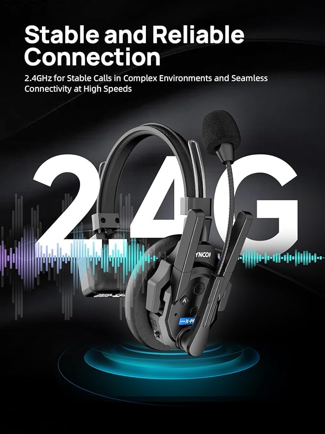 SYNCO XTALK XPRO13 Wireless Communication Headset System, Full Duplex 2.4GHz Wireless with 24H Battery Life 500m/1640ft Noise Reduction for 13 Person, Xtalk-XPRO-intercom-Communication-Headset