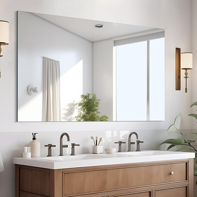 CILIBER Frameless Mirror, 30x48 inch Rectangle Bathroom Mirrors for Wall, Upgraded Shatterproof Large Vanity Mirror Over Sink with Polished Edge for Bathroom,Bedroom,Living Room and Entryway