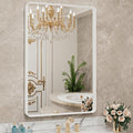 LOAAO 32x36 Inch White Metal Framed Bathroom Mirror for Wall, White Bathroom Vanity Mirror Farmhouse, Large Rounded Rectangle Mirror, Anti-Rust, Tempered Glass, Hangs Horizontally or Vertically