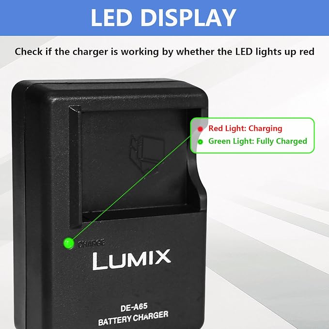 DE-A65 Camera Battery Charger for Panasonic： LUMIX DE-A65A DE-A65B DE-A65BA - Image 3