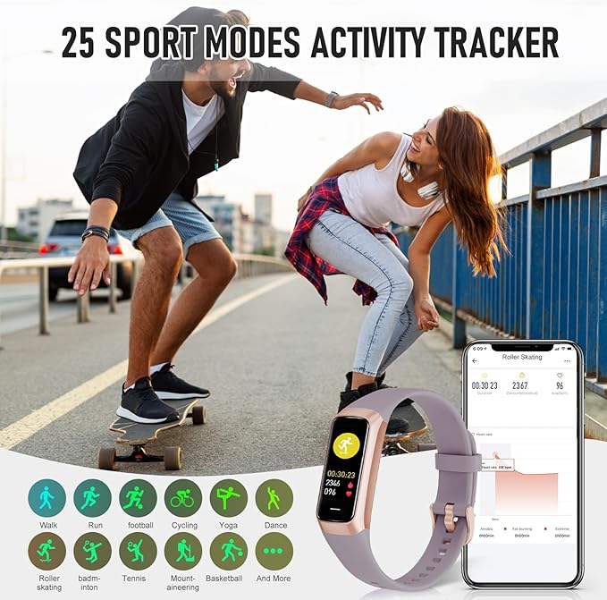 Fitness Tracker with 24/7 Heart Rate Blood Oxygen Sleep Monitor, 1.1" AMOLED Touch Screen Activity Tracker Smart Watches, IP68 Waterproof Step Counter Pedometer for Women Men