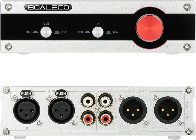 SE-BAL Audio Switch RCA XLR 2-IN-2-OUT HiFi Balanced Stereo Audio Switcher, Premium Selector Splitter Box with Volume Controller